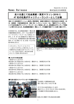 東京マラソンにチャリティーランナー