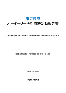 東京精密 オーダーメード型 特許活動報告書