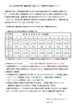 2014年度春学期 機械実習工場ライセンス講習会の開催について