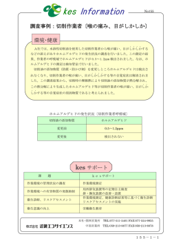 調査事例：切削作業者〔喉の痛み、目がしかしか〕 kes サポート 環境・健康