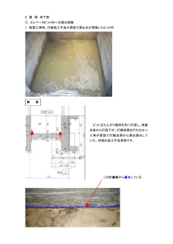 エレベータピット内への漏水現象 1． - 建物の調査と漏水部止水及び各種