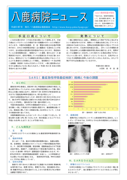 SARS（重症急性呼吸器症候群）経緯と今後の課題 手 足