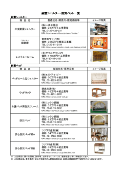 耐震シェルター・防災ベッド一覧