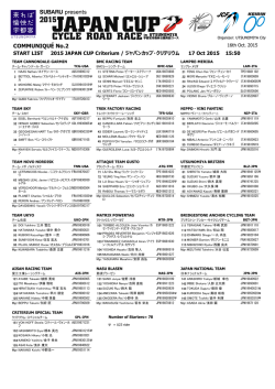 2015 Japan Cup Criterium Start List