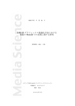 各種 3D グラフィックス最適化手法における 複数の Web3D での差異