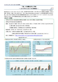 「食」の消費分析と予測 - 株式会社ブレイン・リサーチ＆マーケティング