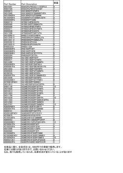 Part Number Part Description 数量 在庫品に限り、全型式を1台、5000