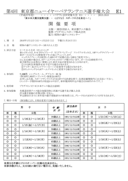 開 催 要 項 第4回 東京都ニューイヤーベテラン
