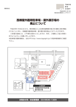 西棟屋外臨時駐車場・屋外展示場の 廃止について