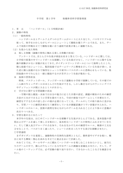 -1- 中学校 第1学年 保健体育科学習指導案 1．単 元 「ハンドボール （15