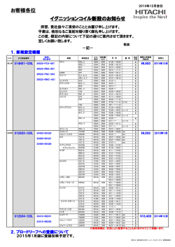 お客様各位 イグニッションコイル新設のお知らせ
