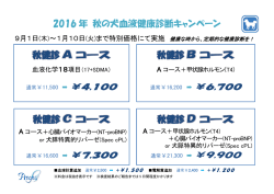 2016 年 秋の犬血液健康診断キャンペーン 秋健診 秋健診 秋健診 秋健診