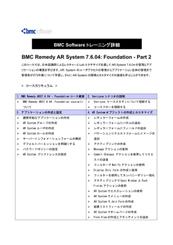 BMC Remedy AR System 7.6.04: Foundation - Part 2