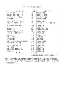賞 品 名 数量 協賛スポンサー 1 ファミリー宿泊券