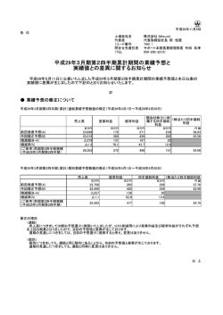 業績予想と実績値との差異に関するお知らせ