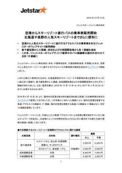 空港からスキーリゾート直行バスの乗車券販売開始 北海道や