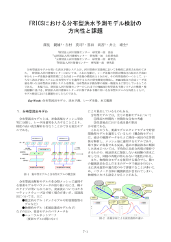 FRICSにおける分布型洪水予測モデル検討の 方向性