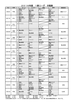 2016年度 1部リーグ 日程表