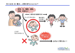 木には光ー水`養分。人間の赤ちゃんには? 愛情、 光、 睡眠、 運動、 栄養