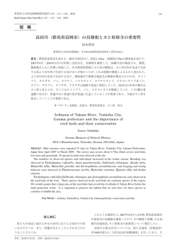 高田川（群馬県富岡市）の鳥類相とヨシ原保全の重要性