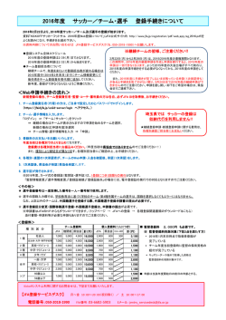 2016年度 サッカー／チーム・選手 登録手続き