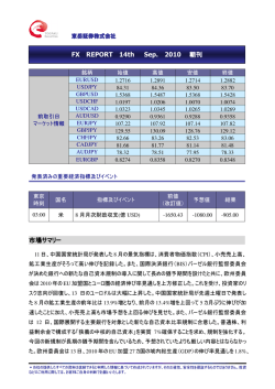 市場サマリー FX REPORT 14th Sep. 2010 朝刊