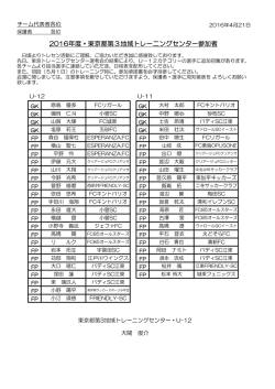 3地域トレセン - 東京都少年サッカー連盟 第2ブロック