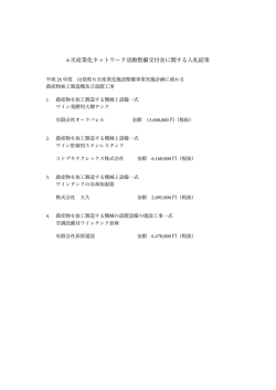 6 次産業化ネットワーク活動整備交付金に関する入札結果