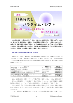 第81回 VRブームを牽引するビジネスモデルは(2016/08
