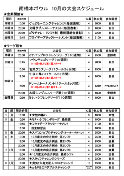 南橋本ボウル 10月の大会スケジュール