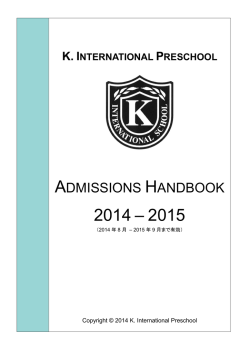 ADMISSIONS HANDBOOK - K. International Preschool