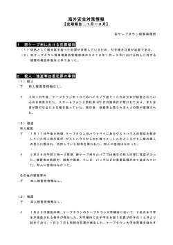 海外安全対策情報（2016年1月～3月）