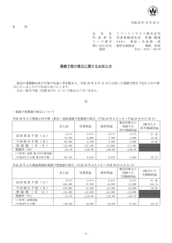 業績予想の修正に関するお知らせ