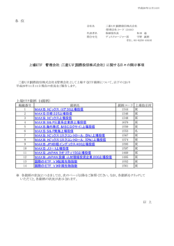 上場ETF(管理会社：三菱UFJ国際投信株式会社)