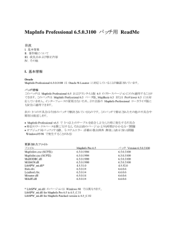 MapInfo Professional 6.5.0.3100 パッチ用 ReadMe