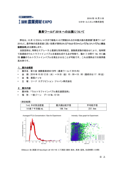 「農業ワールド2016」（幕張メッセ：10月12日〜14日）