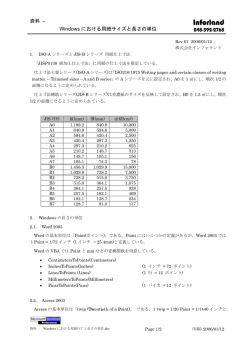 資料 - Windowsにおける用紙ｻｲｽﾞと長さの単位