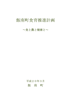 「飯南町食育推進計画 計画書」（PDF：657kB）