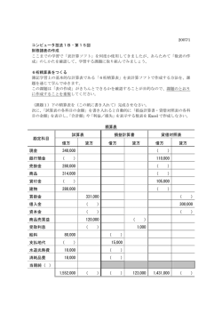 試算表 損益計算書 貸借対照表 勘定科目 借方 貸方 借方 貸方 借方