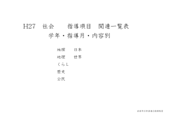 H27 社会 指導項目 関連一覧表 学年・指導月・内容別