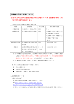 証明書の交付と申請について - 岡山県立岡山大安寺中等教育学校