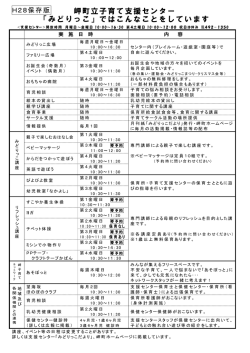 岬町立子育て支援センター 「みどりっこ」ではこんなことをしています