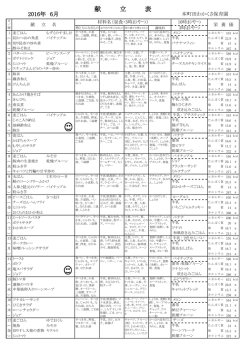 献 立 表 - 本町田わかくさ保育園