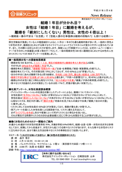 結婚 1 年目が分かれ目？ 女性は「結婚 1 年目」に離婚を考えるが、 離婚