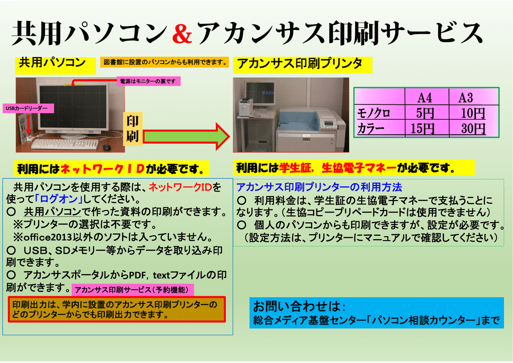 アカンサス印刷システム カード式 白黒 カラー