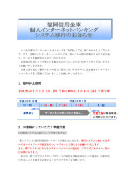 1．臨時休止期間 平成 25 年1月 1 日（火・祝）午前0時から1月 4 日（金