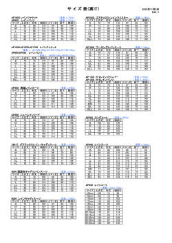 サ イ ズ 表（実寸）