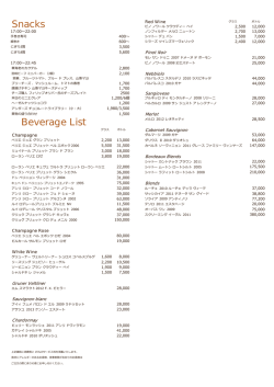 Snacks Beverage List