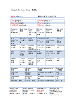 Month 4: The Future Tense 未来系 To be going to ~ 私は〜～する