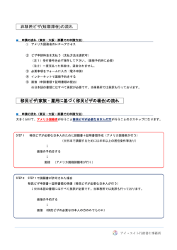 非移民ビザ(短期滞在)の流れ 移民ビザ(家族・雇用に基づく移民ビザの